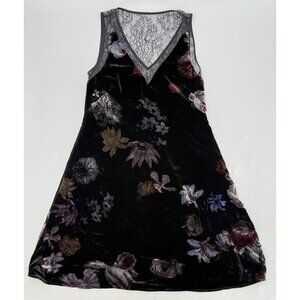 Black Velvet Floral Lined Dress Lace Accent Dark Romantic Whimsigoth See Measure